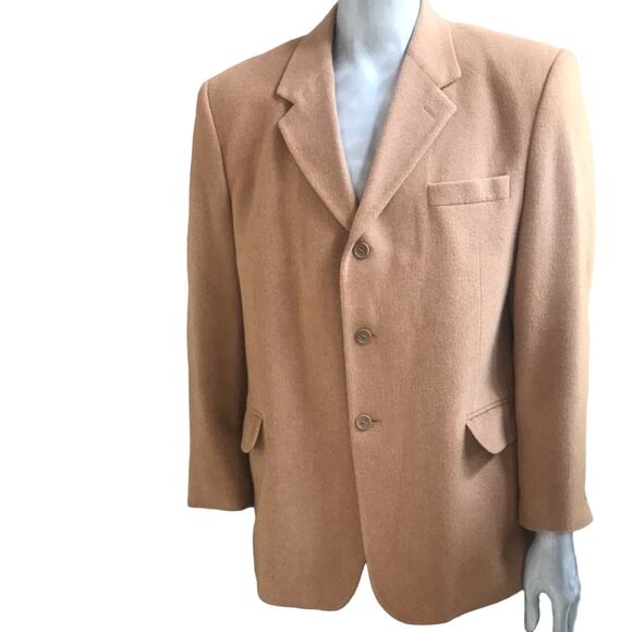 Vintage Andres Romanelli 100% Camel Hair Tan Sport Jacket Blazer Men's Size 44R - Picture 1 of 9